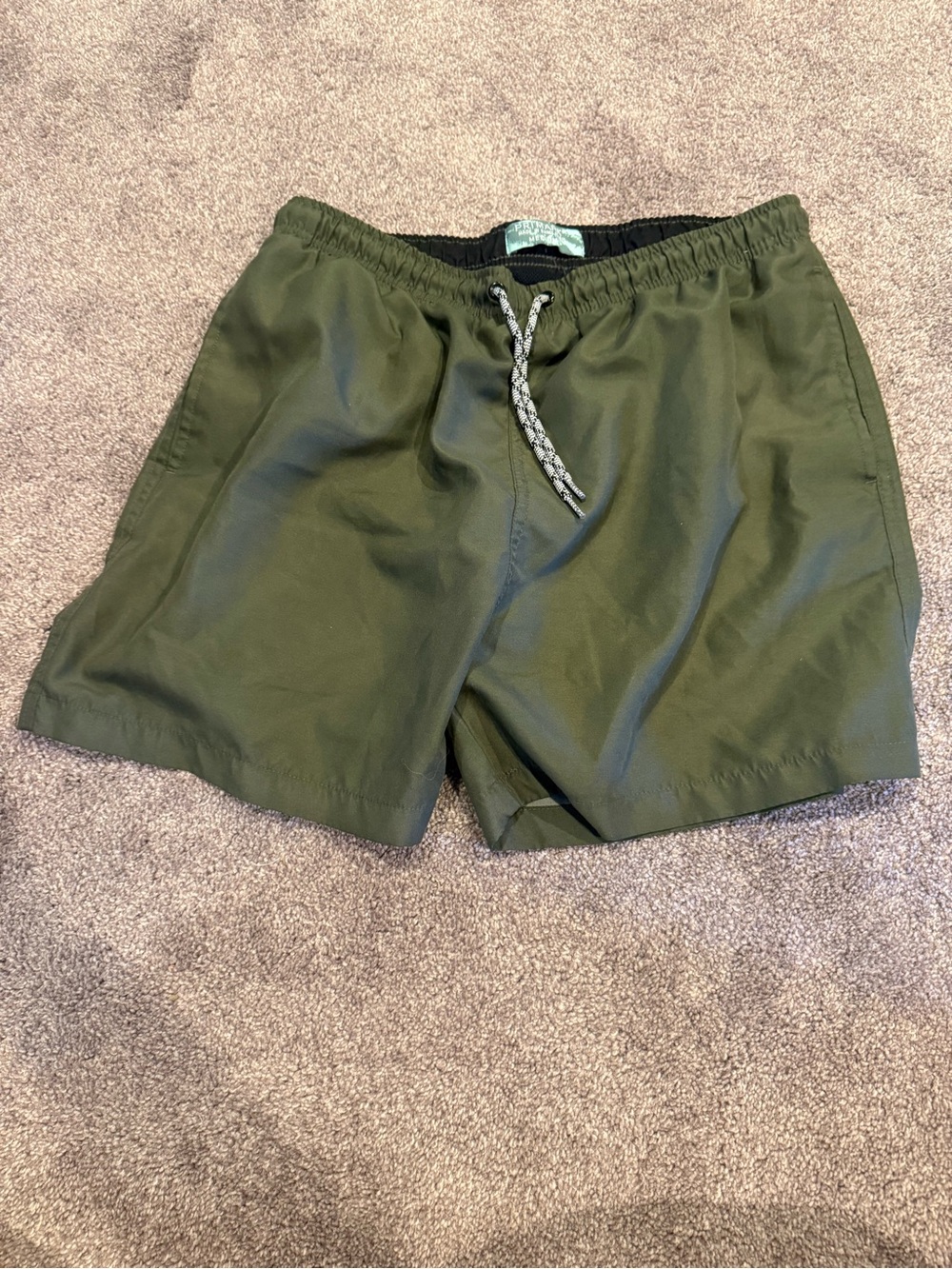 Primark Olive Green Men's Swim Trunks with Drawstring